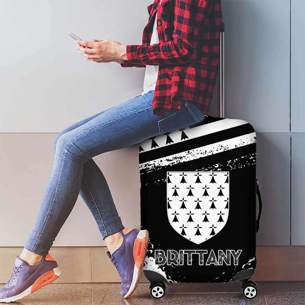 Brittany Luggage Cover Coat Of Arms With Triskelion - Grunge Style LT15