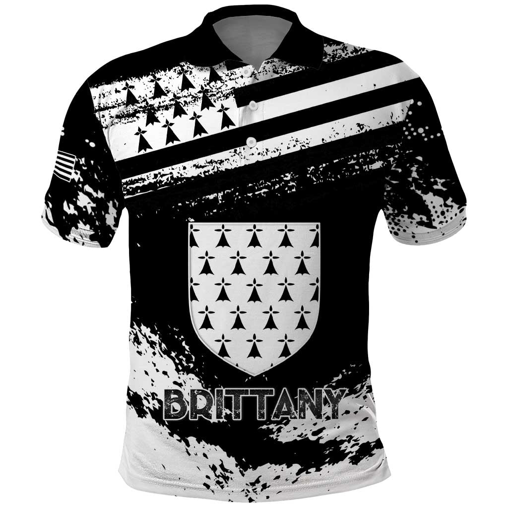 Personalized Brittany Polo Shirt Coat Of Arms With Triskelion - Grunge Style LT15