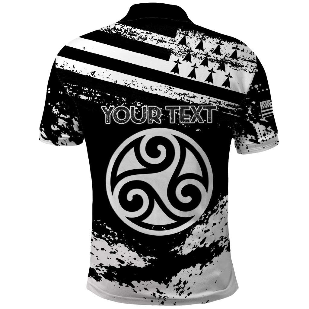 Personalized Brittany Polo Shirt Coat Of Arms With Triskelion - Grunge Style LT15
