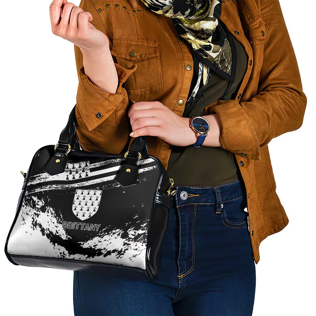 Brittany Shoulder Handbag Coat Of Arms With Triskelion - Grunge Style LT15