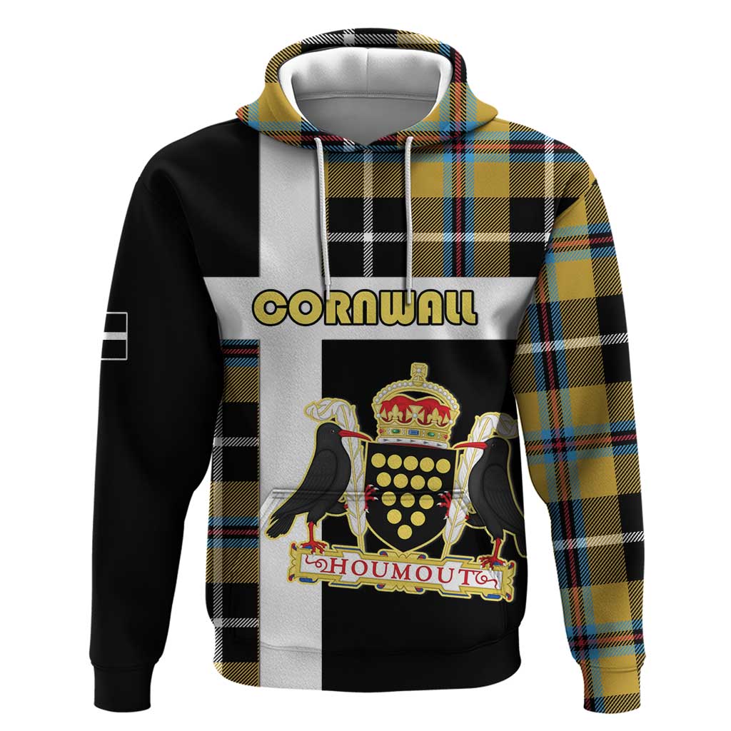 Personalized Cornwall Hoodie Coat Of Arms - Cornish Tartan LT15