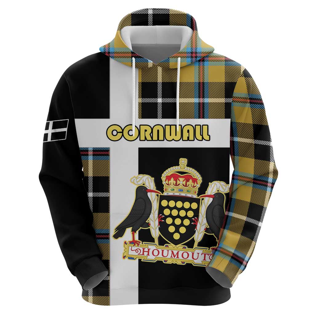Personalized Cornwall Hoodie Coat Of Arms - Cornish Tartan LT15