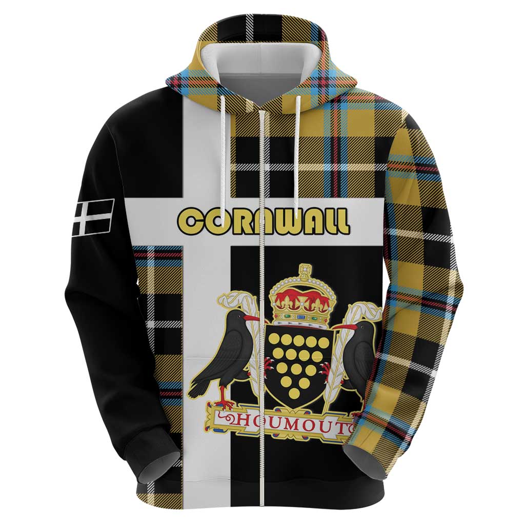 Personalized Cornwall Hoodie Coat Of Arms - Cornish Tartan LT15