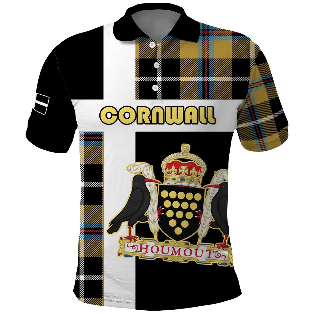 Personalized Cornwall Polo Shirt Coat Of Arms - Cornish Tartan LT15