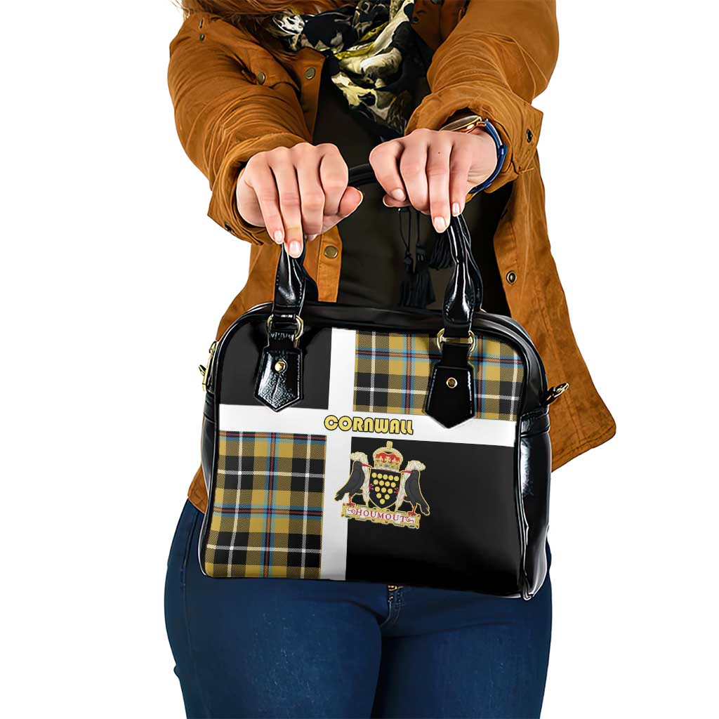 Cornwall Shoulder Handbag Coat Of Arms - Cornish Tartan LT15