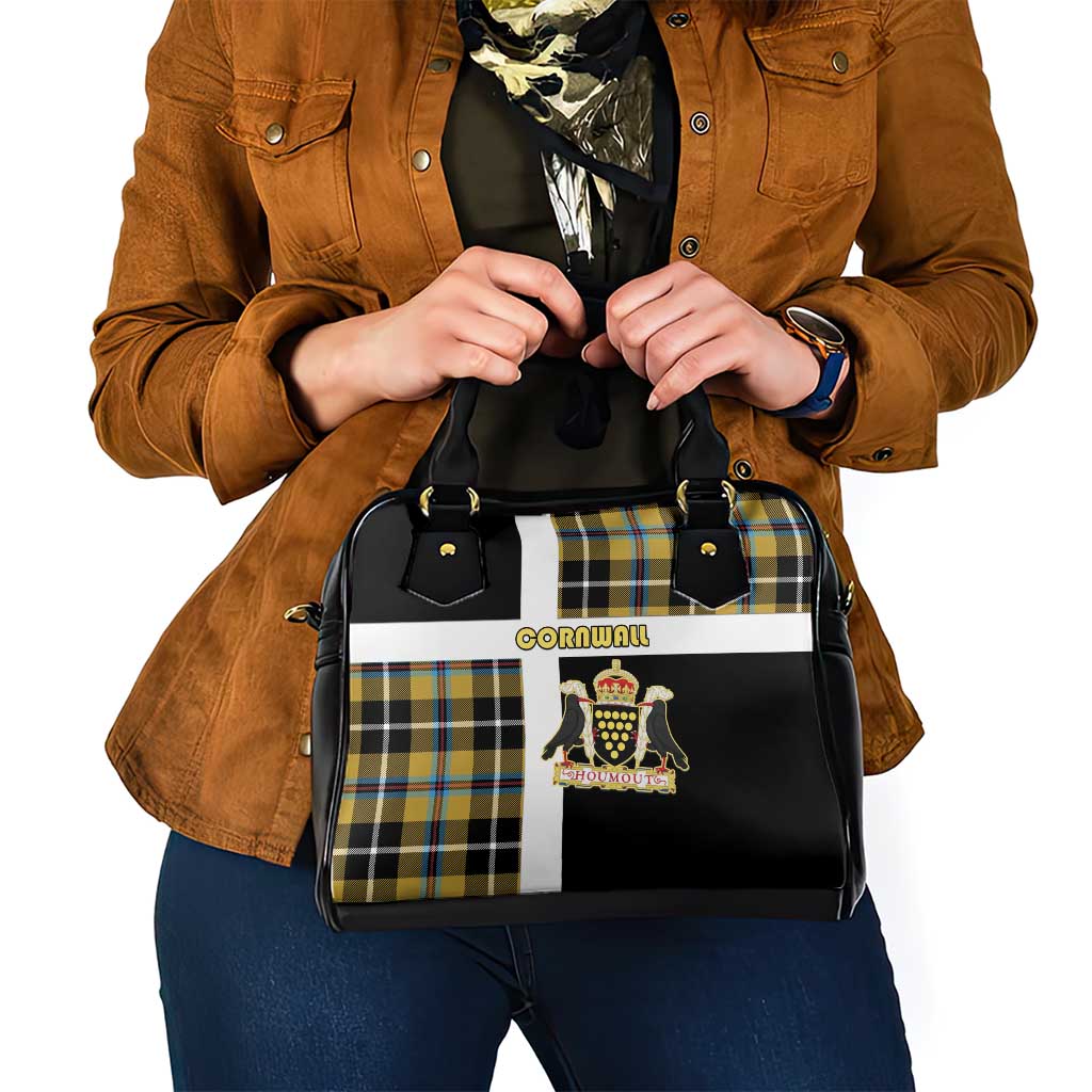 Cornwall Shoulder Handbag Coat Of Arms - Cornish Tartan LT15