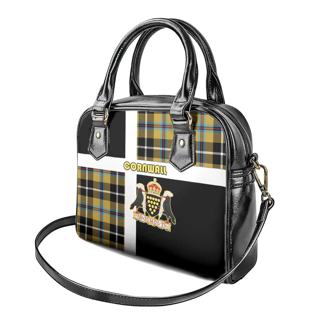 Cornwall Shoulder Handbag Coat Of Arms - Cornish Tartan LT15