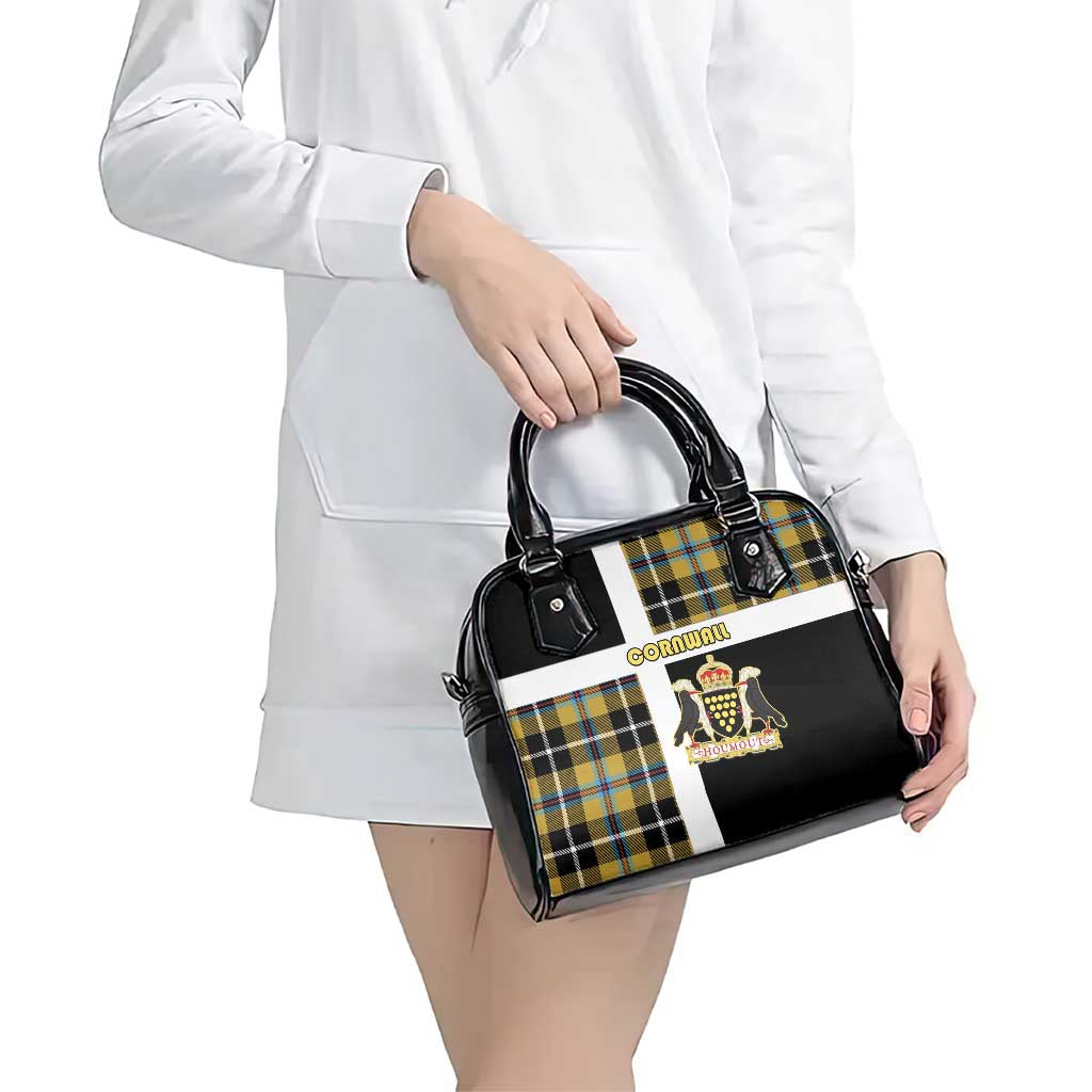 Cornwall Shoulder Handbag Coat Of Arms - Cornish Tartan LT15