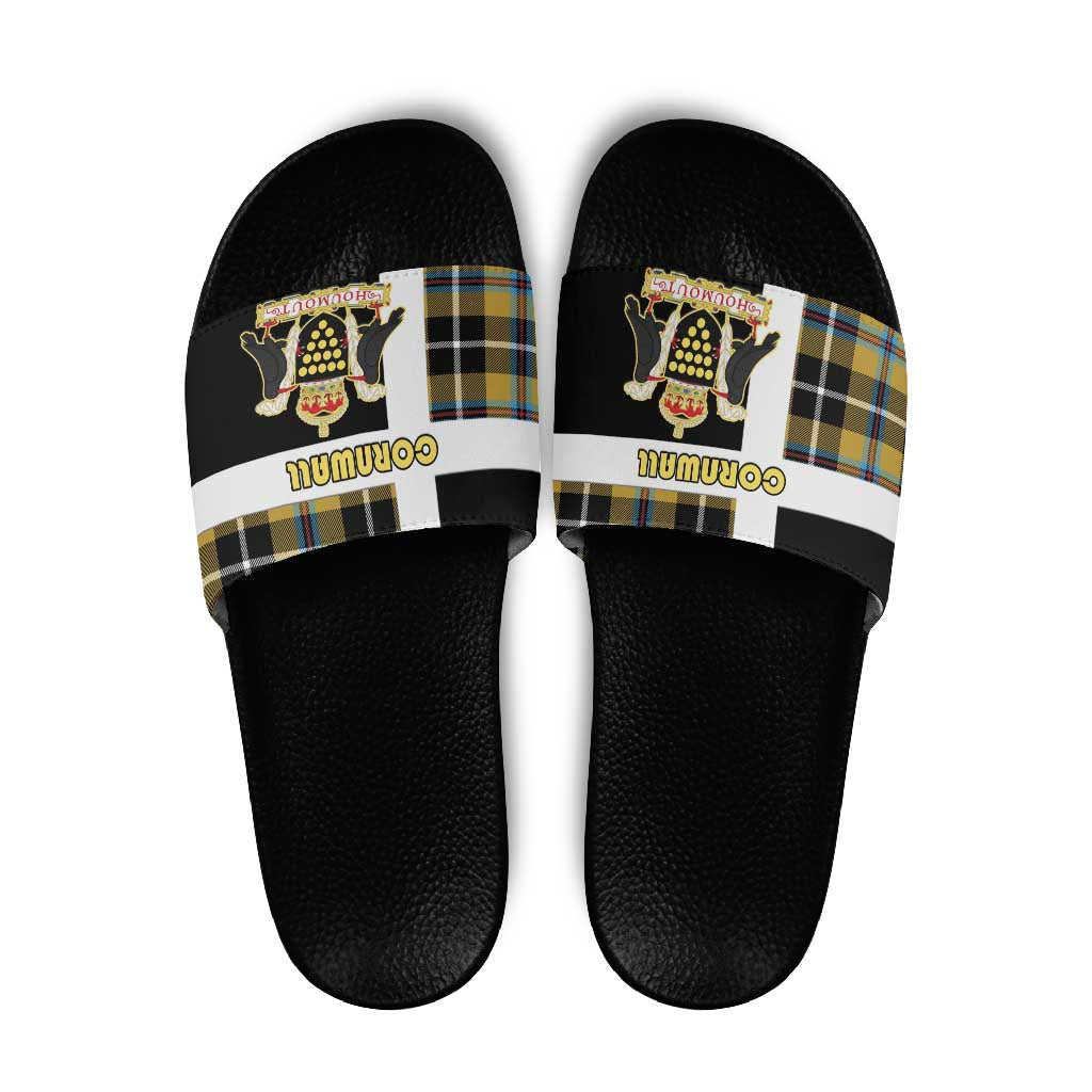 Cornwall Slide Sandals Coat Of Arms - Cornish Tartan LT15