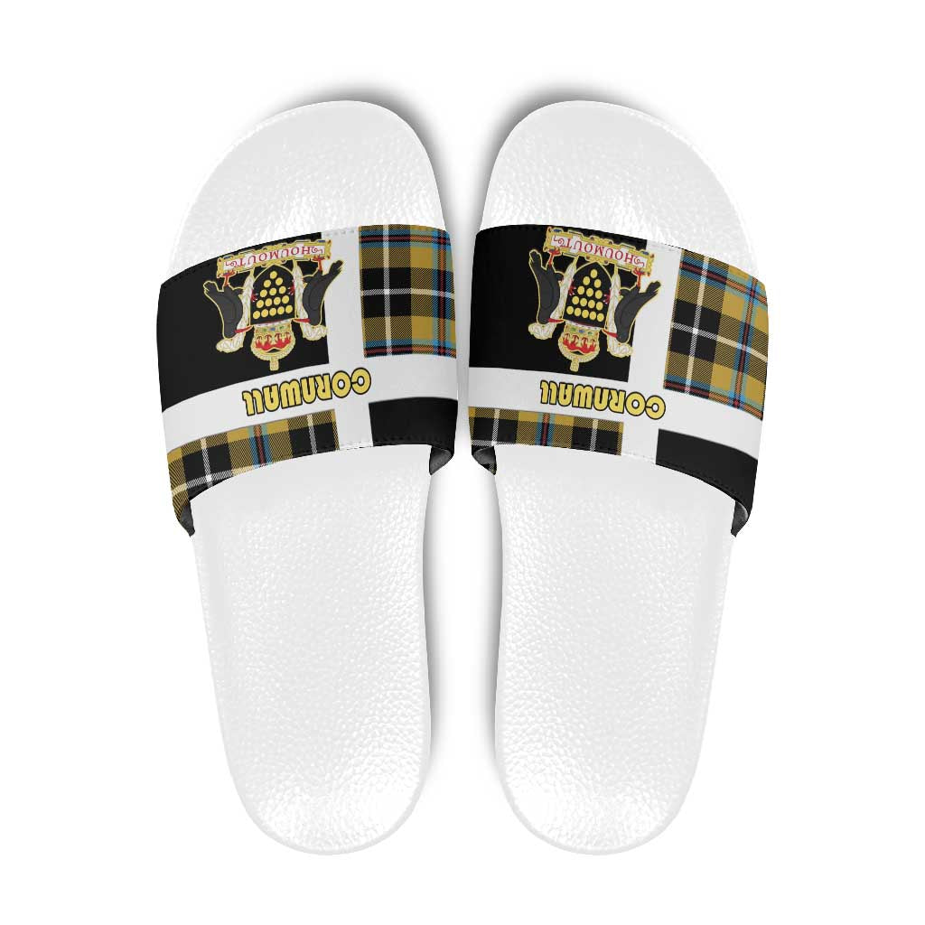Cornwall Slide Sandals Coat Of Arms - Cornish Tartan LT15
