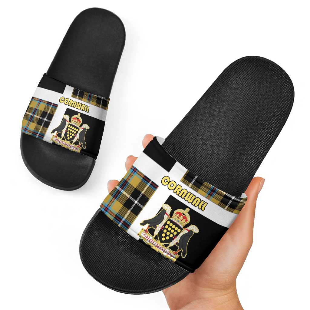 Cornwall Slide Sandals Coat Of Arms - Cornish Tartan LT15