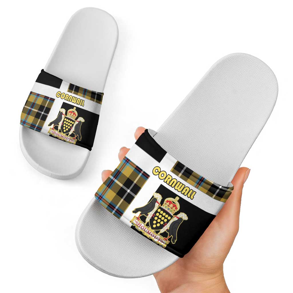 Cornwall Slide Sandals Coat Of Arms - Cornish Tartan LT15
