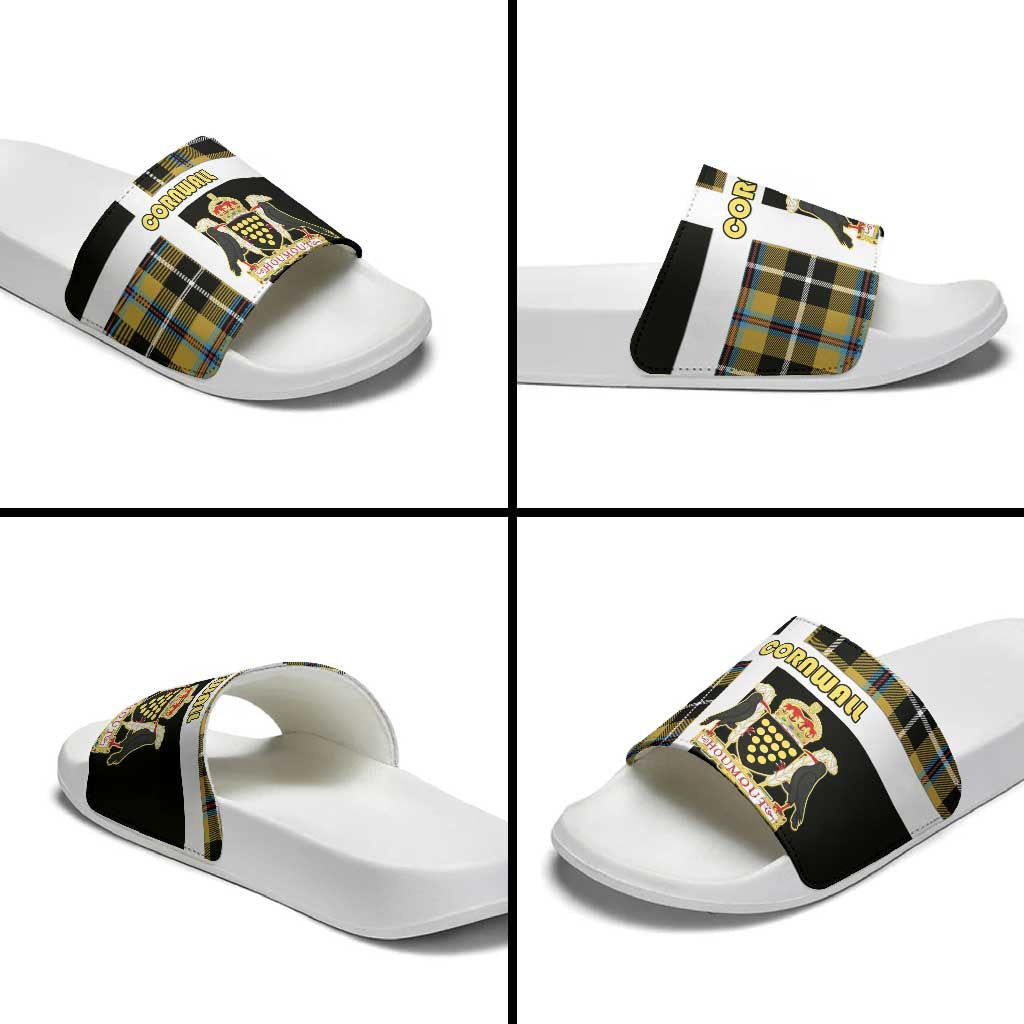 Cornwall Slide Sandals Coat Of Arms - Cornish Tartan LT15