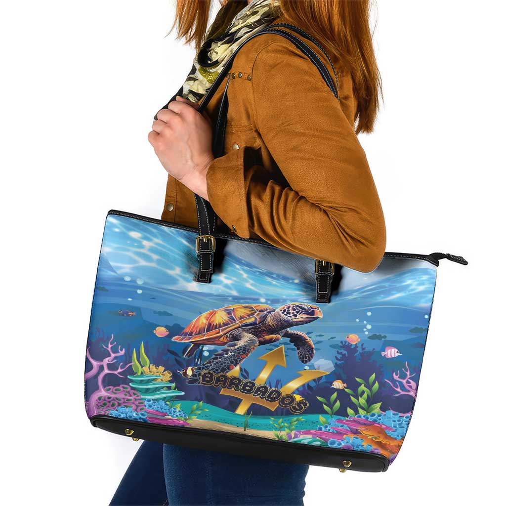 Barbados Sea Turtle Leather Tote Bag Ocean Style LT15