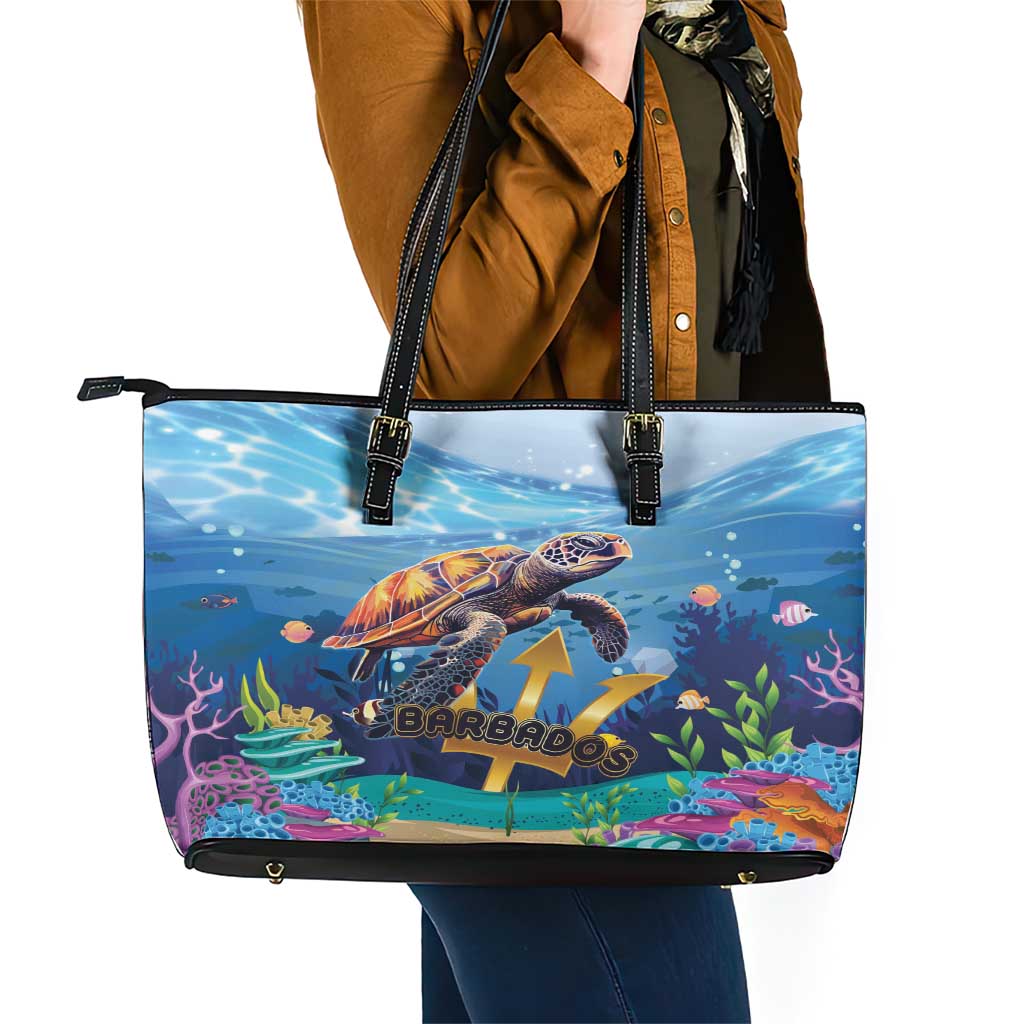 Barbados Sea Turtle Leather Tote Bag Ocean Style LT15