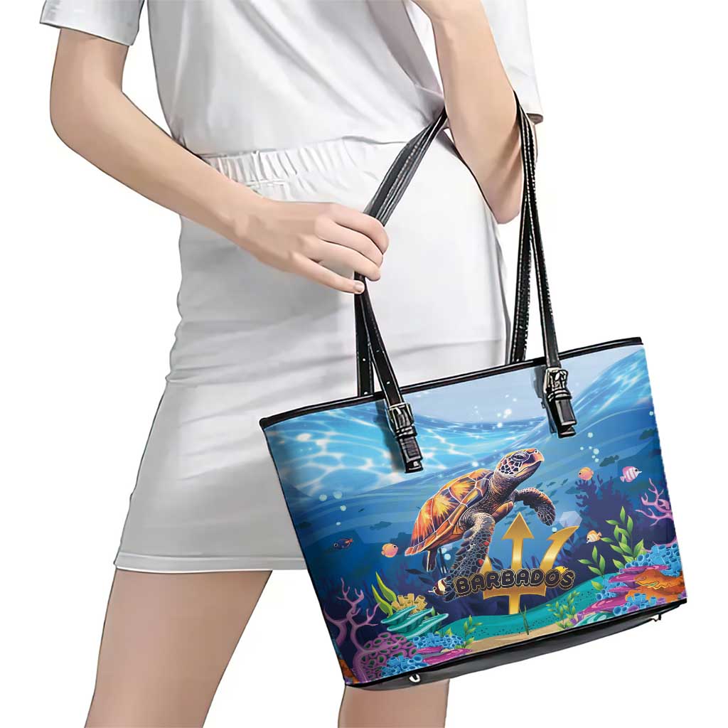 Barbados Sea Turtle Leather Tote Bag Ocean Style LT15