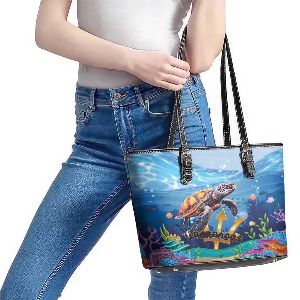 Barbados Sea Turtle Leather Tote Bag Ocean Style LT15