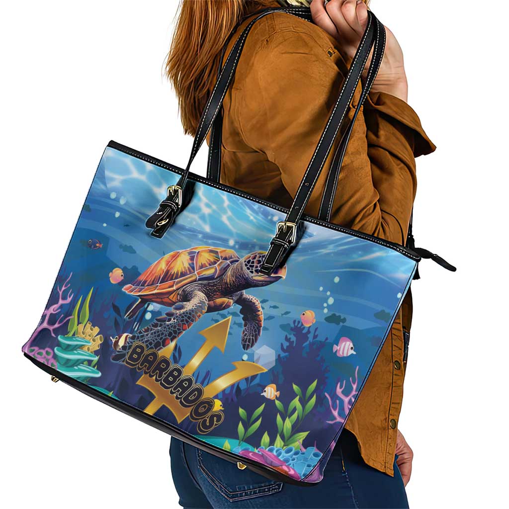 Barbados Sea Turtle Leather Tote Bag Ocean Style LT15