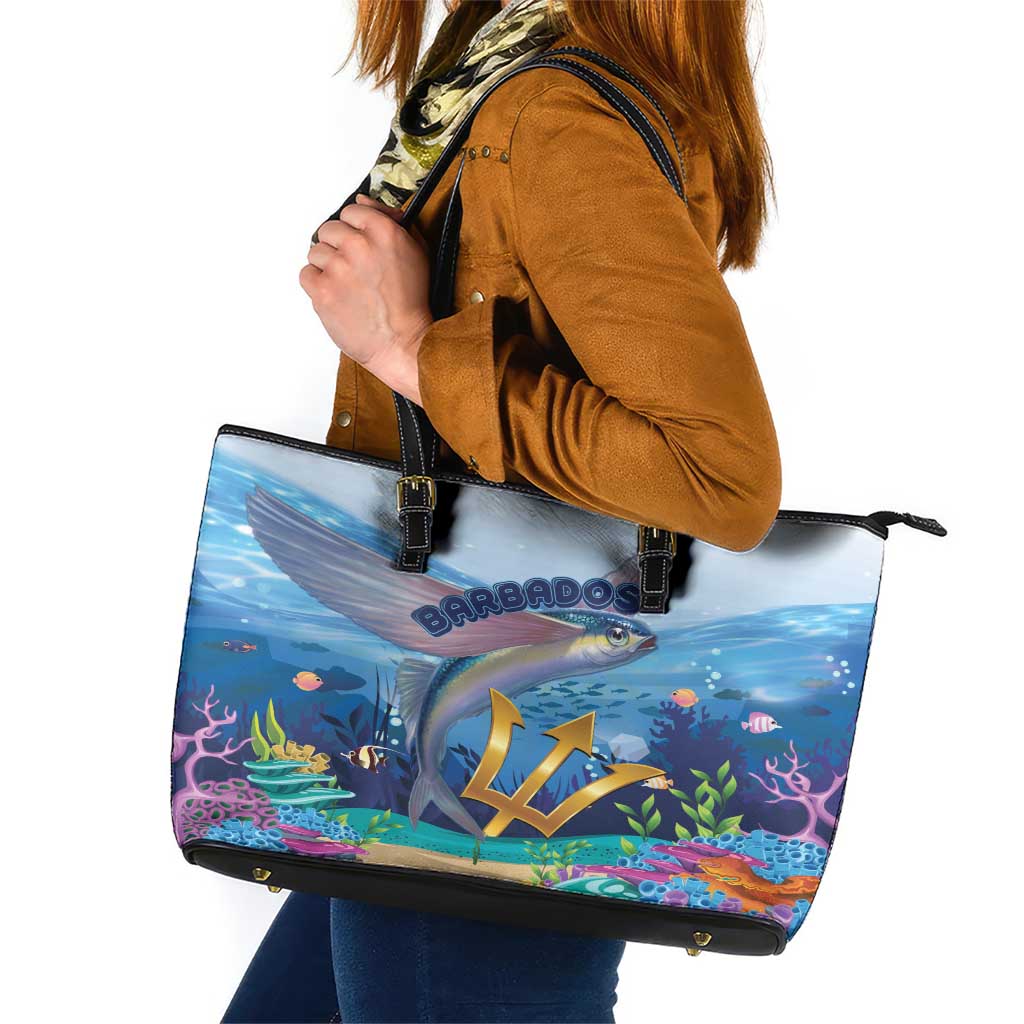 Barbados Flying Fish Leather Tote Bag Ocean Style LT15