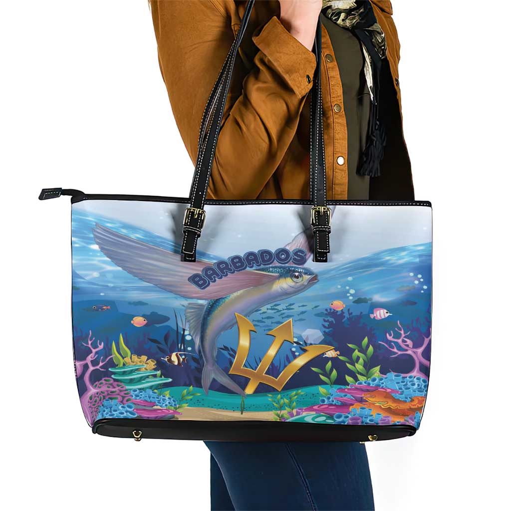 Barbados Flying Fish Leather Tote Bag Ocean Style LT15