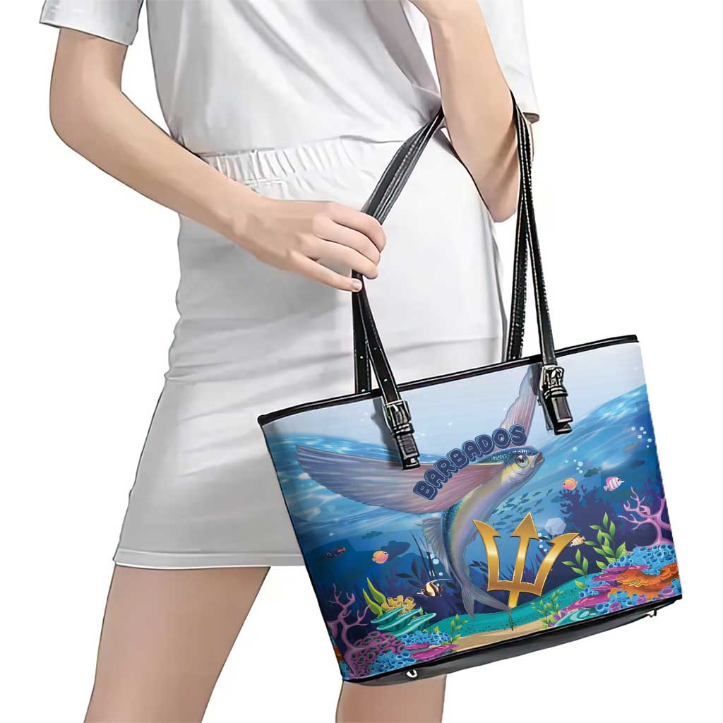 Barbados Flying Fish Leather Tote Bag Ocean Style LT15