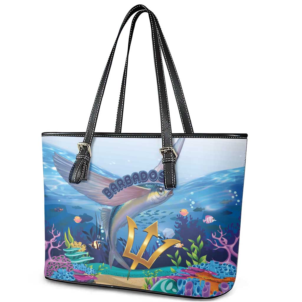 Barbados Flying Fish Leather Tote Bag Ocean Style LT15