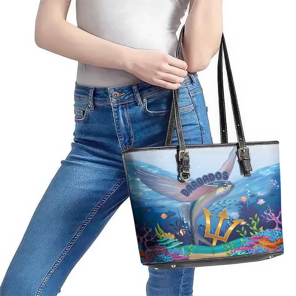 Barbados Flying Fish Leather Tote Bag Ocean Style LT15