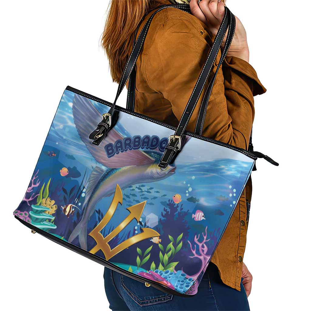 Barbados Flying Fish Leather Tote Bag Ocean Style LT15