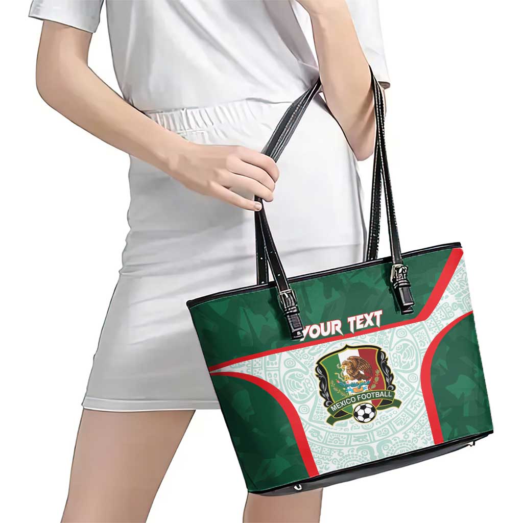 Custom Mexico Football Leather Tote Bag Aztec Pattern LT15