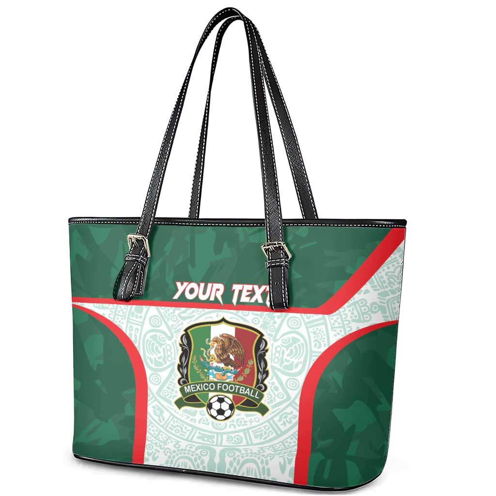 Custom Mexico Football Leather Tote Bag Aztec Pattern LT15