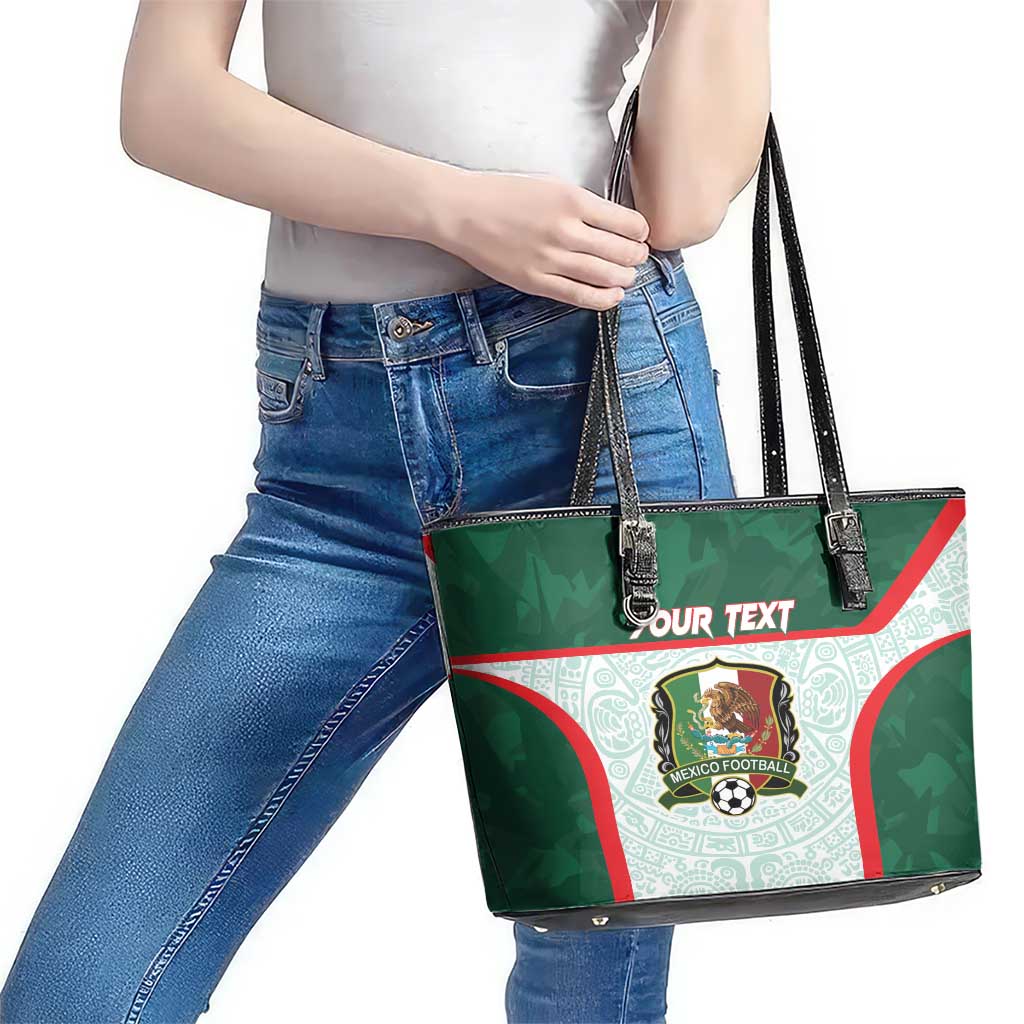 Custom Mexico Football Leather Tote Bag Aztec Pattern LT15