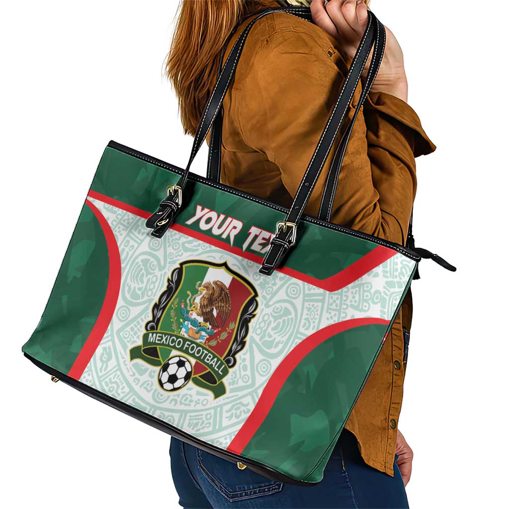 Custom Mexico Football Leather Tote Bag Aztec Pattern LT15