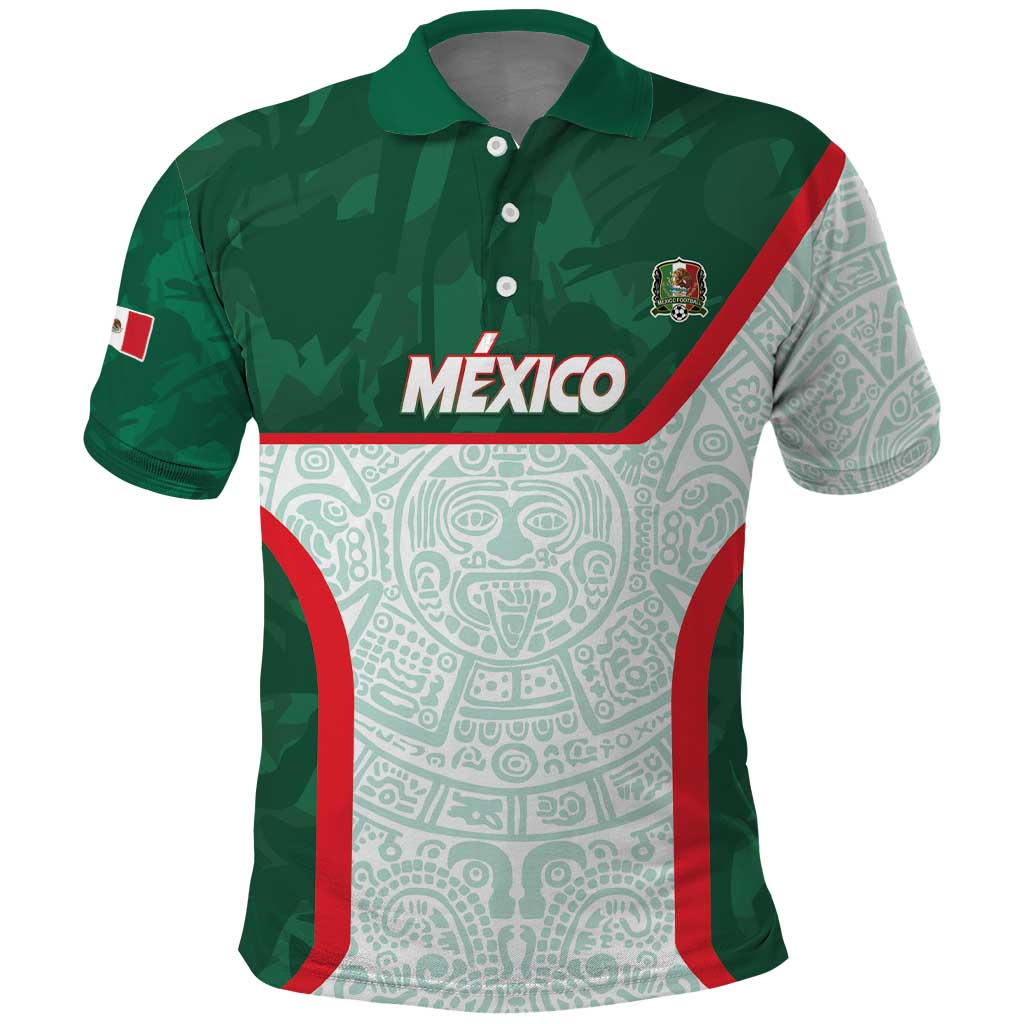 Custom Mexico Football Polo Shirt Aztec Pattern LT15