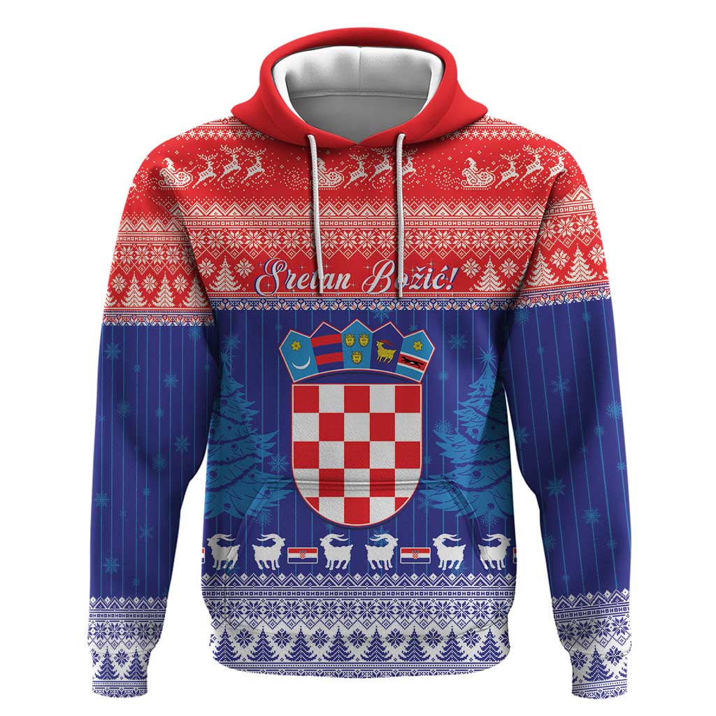 Croatia Christmas Hoodie Coat Of Arms Sretan Bozic LT15