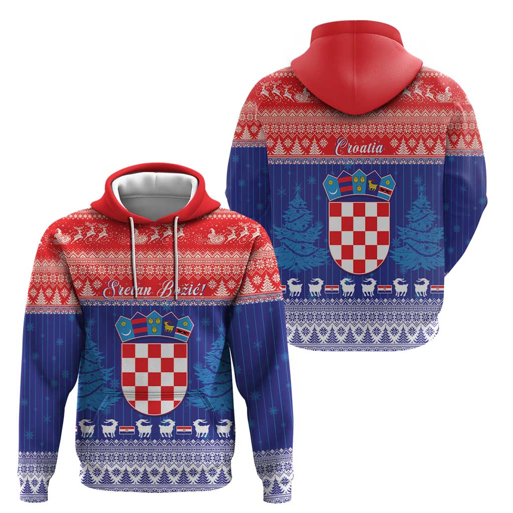 Croatia Christmas Hoodie Coat Of Arms Sretan Bozic LT15