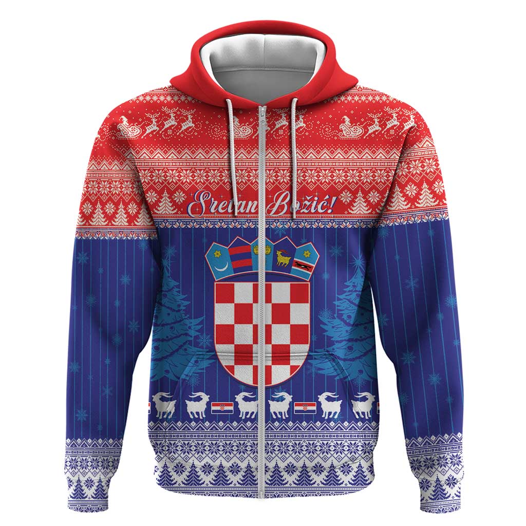 Croatia Christmas Hoodie Coat Of Arms Sretan Bozic LT15