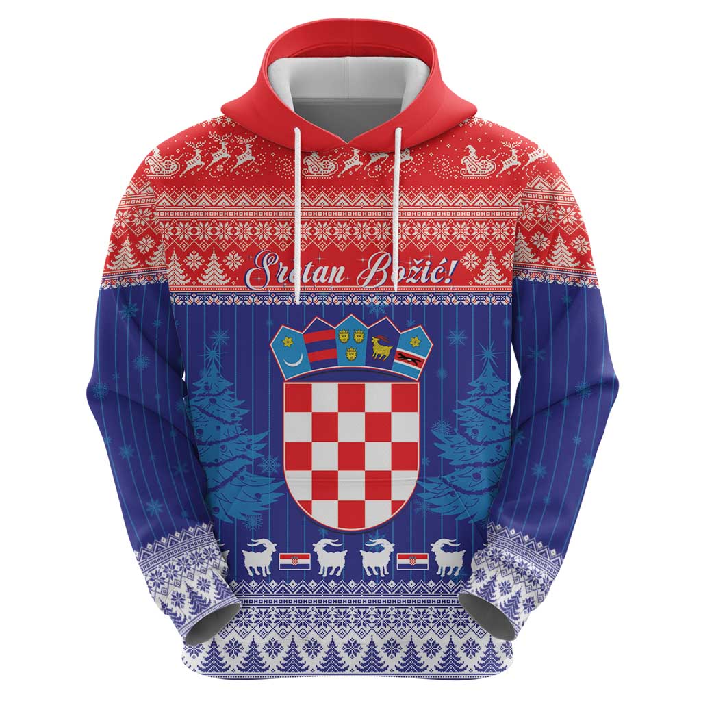 Croatia Christmas Hoodie Coat Of Arms Sretan Bozic LT15