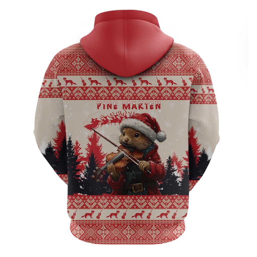 Croatia Christmas Hoodie Pine Marten Playing Violin - Red Color LT15