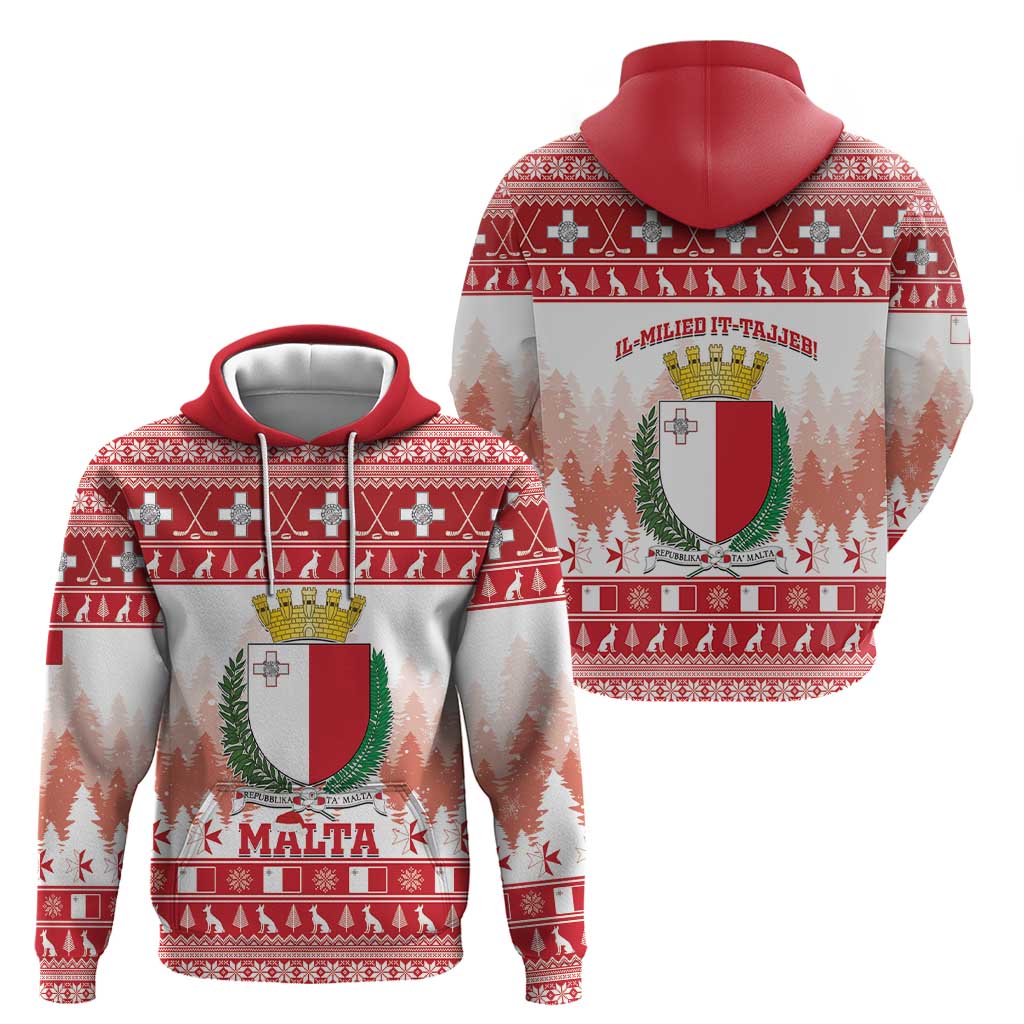Malta Christmas Hoodie Coat Of Arms il-Milied it-Tajjeb LT15