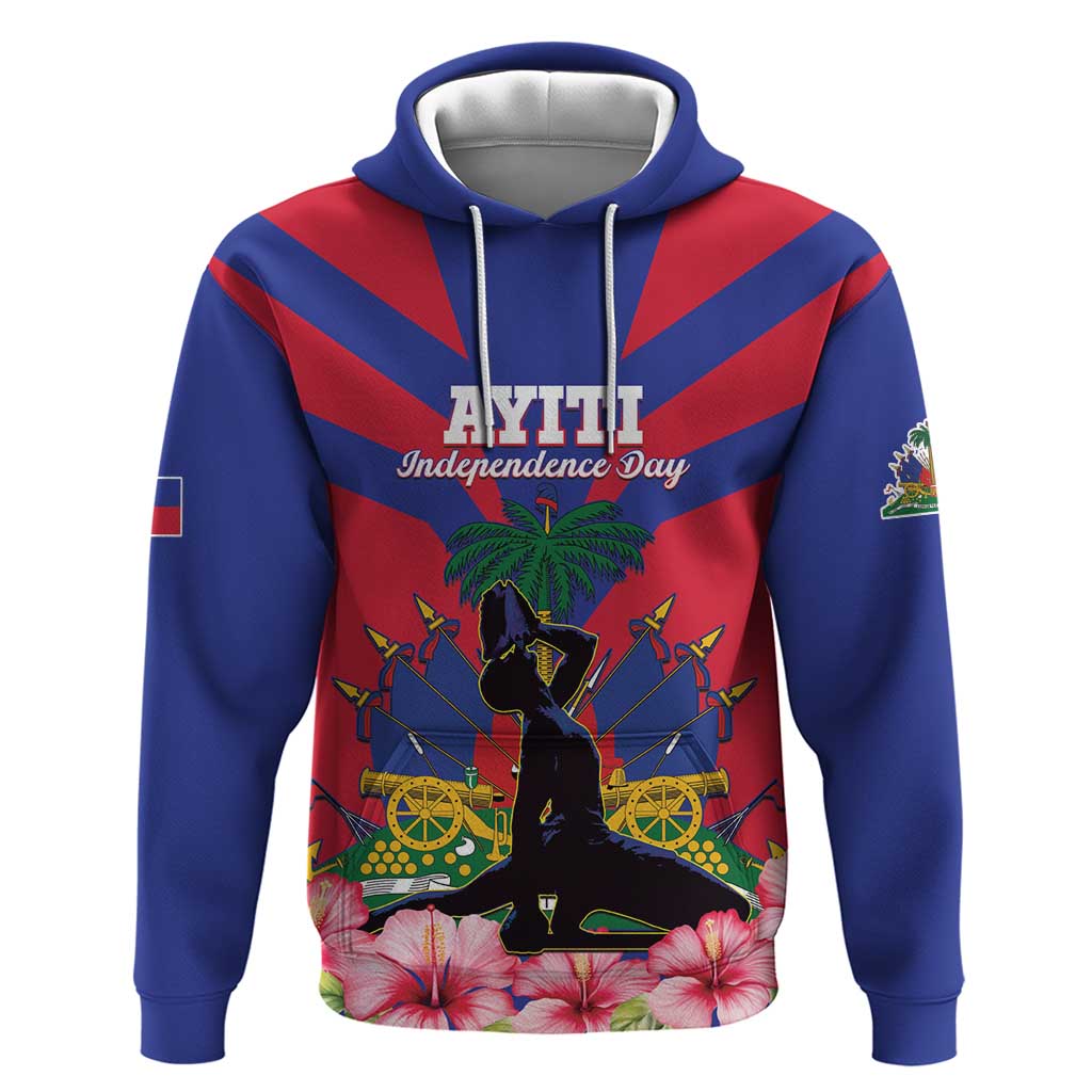 Personalised Haiti Independence Day Hoodie Neg Marron Flag Map LT15