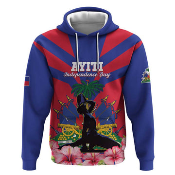 Personalised Haiti Independence Day Hoodie Neg Marron Flag Map LT15