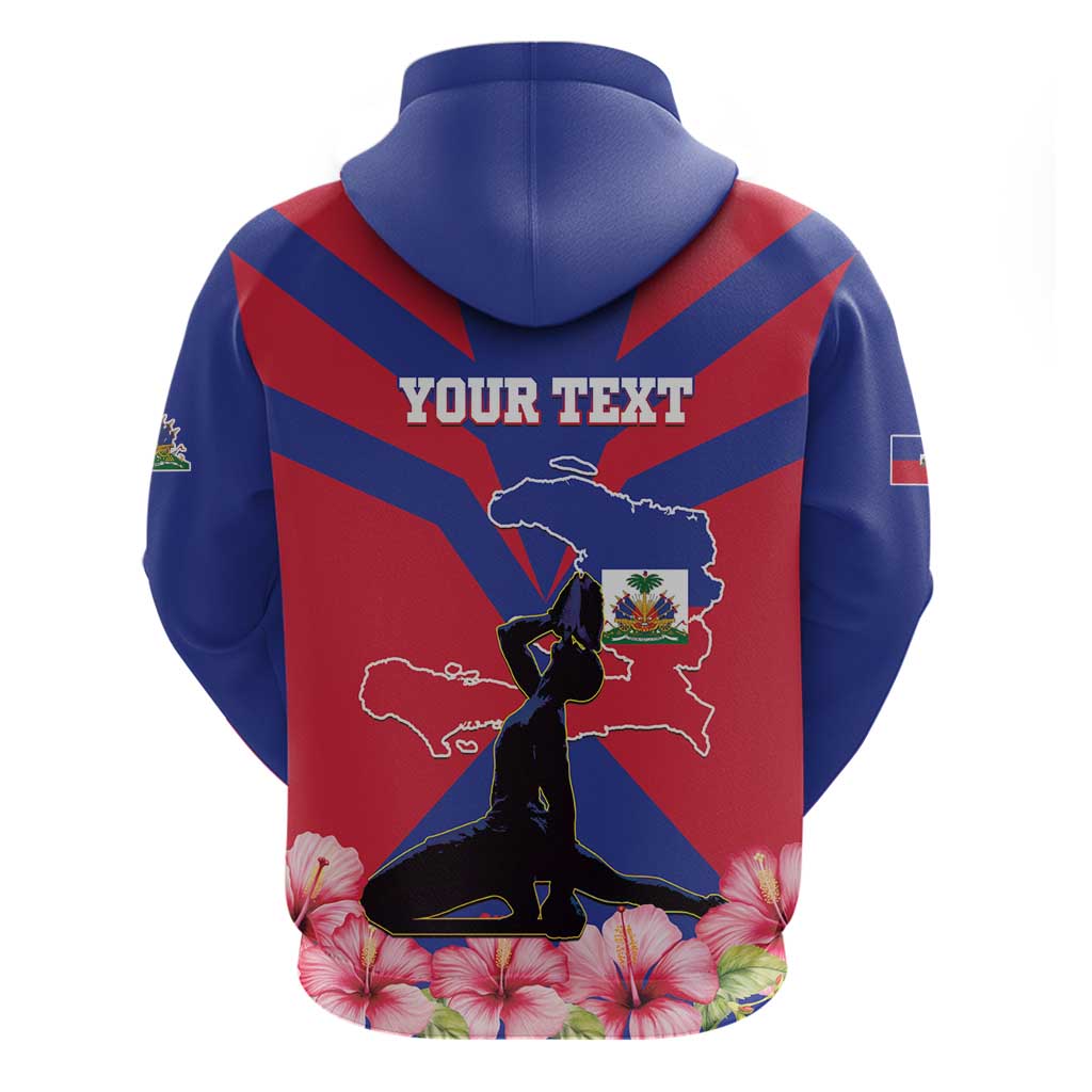 Personalised Haiti Independence Day Hoodie Neg Marron Flag Map LT15