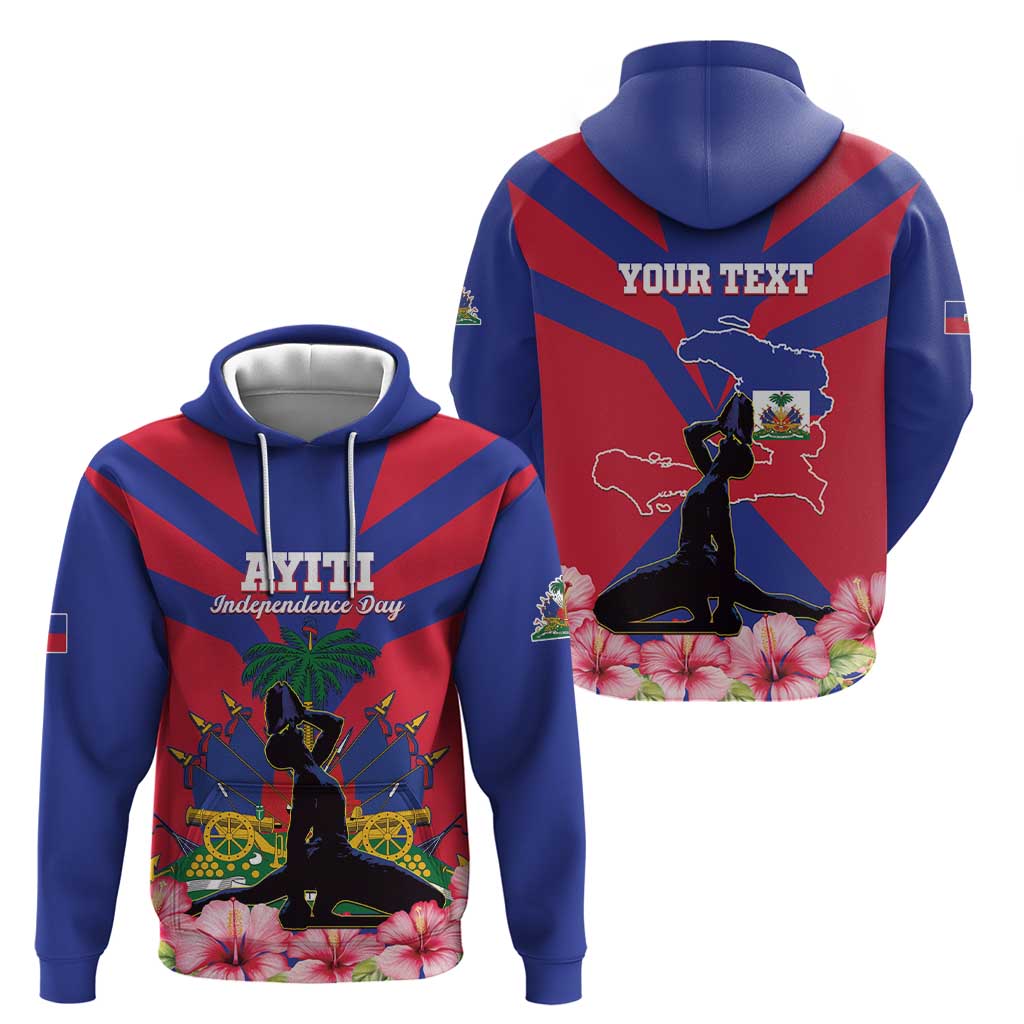 Personalised Haiti Independence Day Hoodie Neg Marron Flag Map LT15