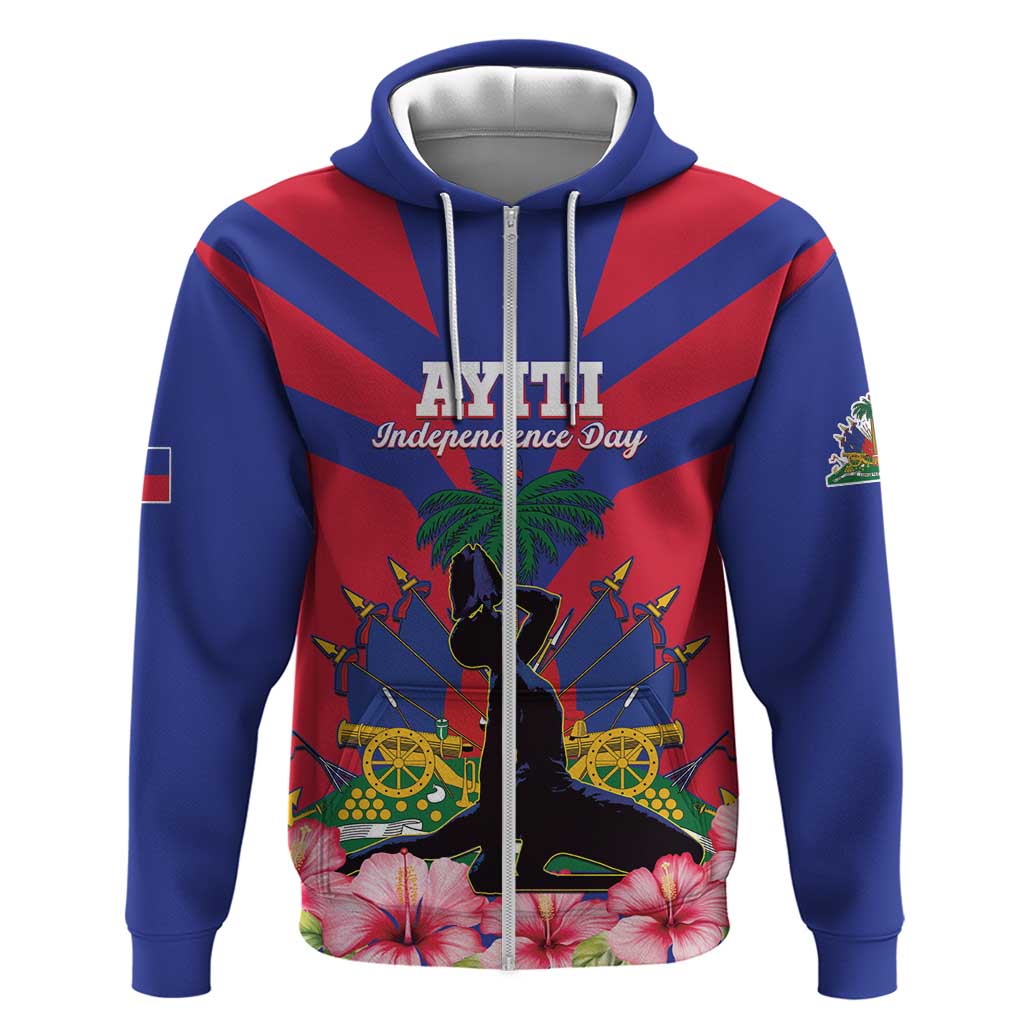 Personalised Haiti Independence Day Hoodie Neg Marron Flag Map LT15