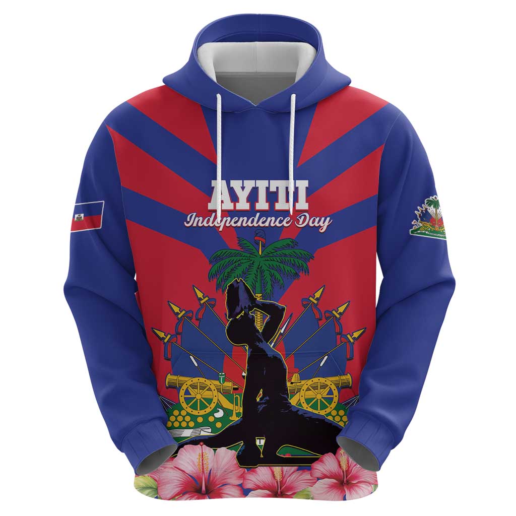 Personalised Haiti Independence Day Hoodie Neg Marron Flag Map LT15