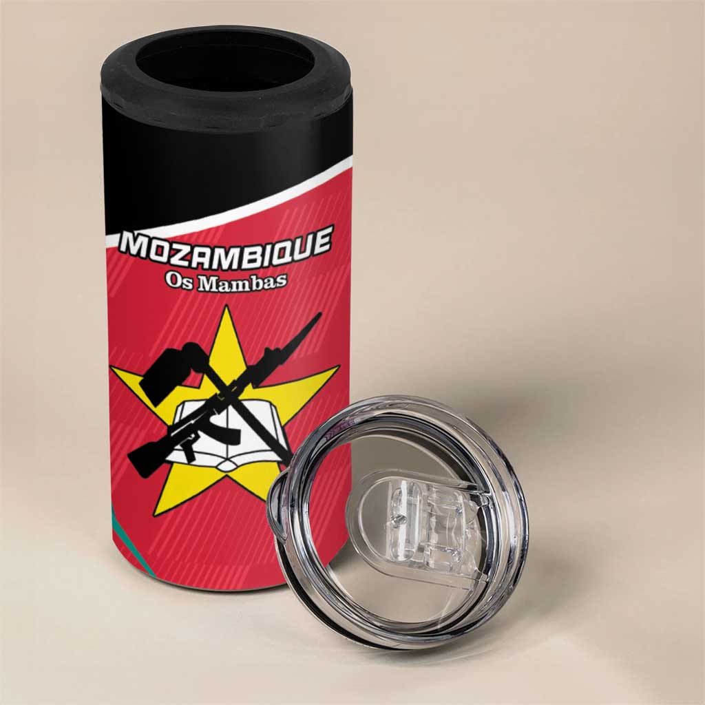 Afro Mozambique Football Custom 4 in 1 Can Cooler Tumbler Go Os Mambas LT15