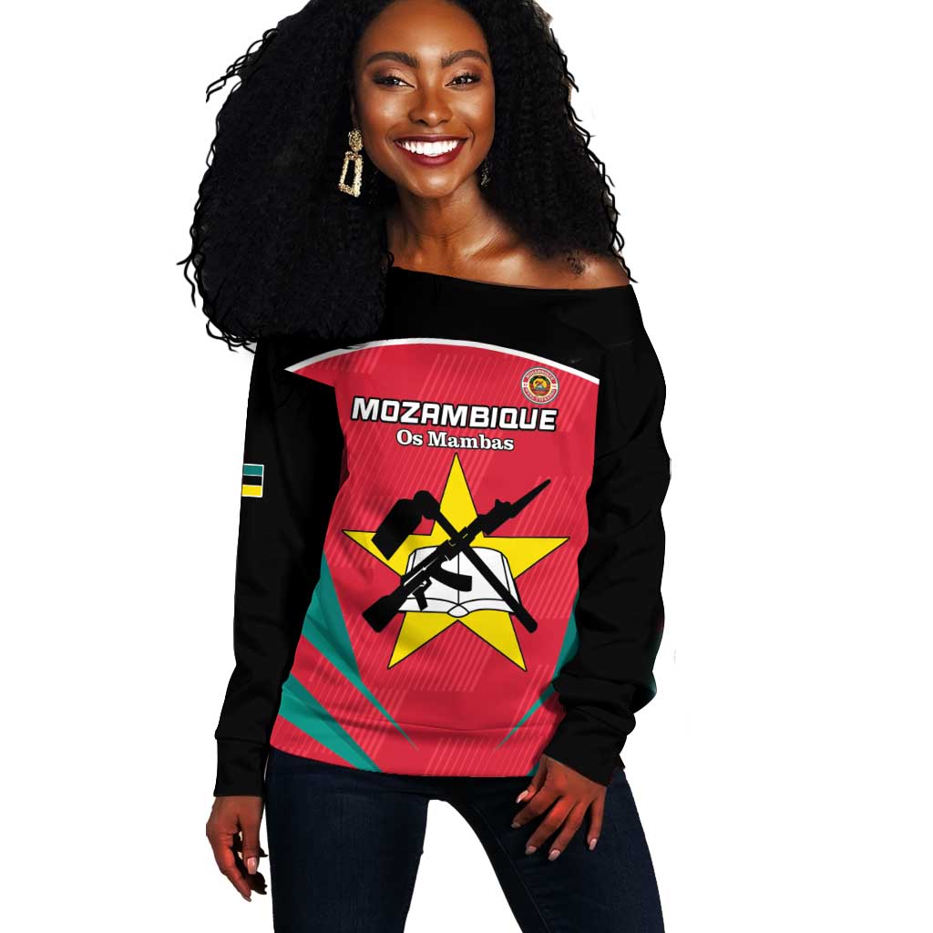Afro Mozambique Football Custom Off Shoulder Sweater Go Os Mambas LT15