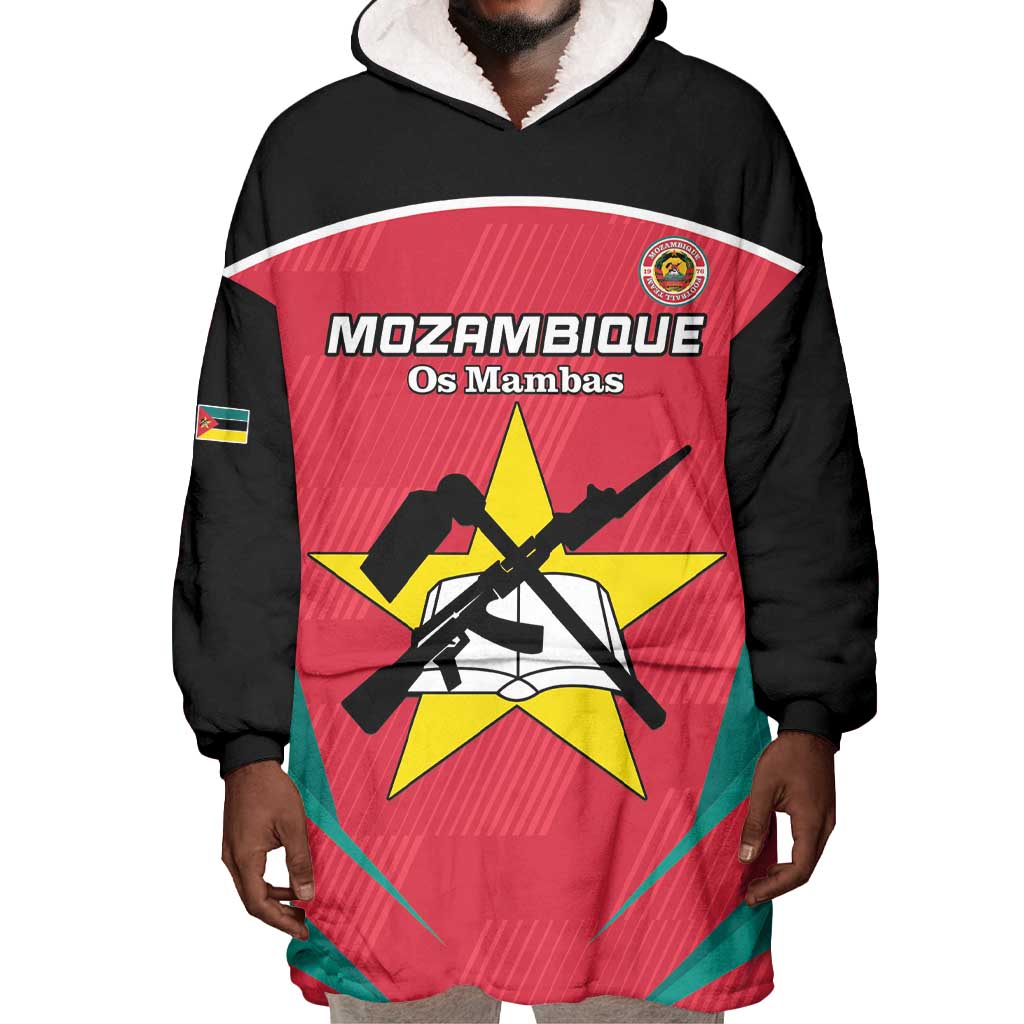 Afro Mozambique Football Custom Wearable Blanket Hoodie Go Os Mambas LT15