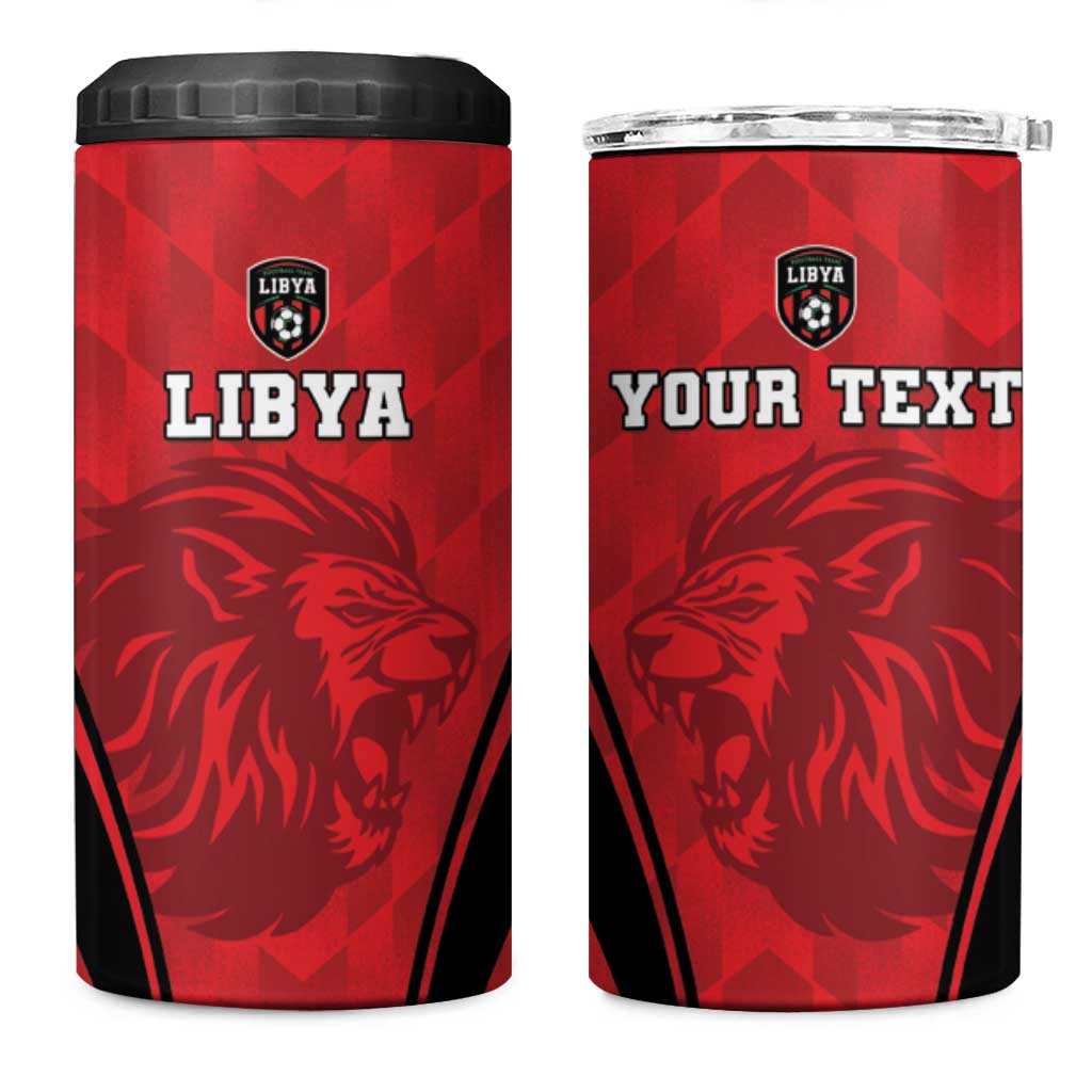 Afro Libya Football Custom 4 in 1 Can Cooler Tumbler Barbary Lion - Sporty Style LT15