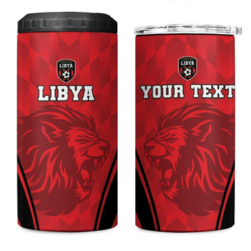 Afro Libya Football Custom 4 in 1 Can Cooler Tumbler Barbary Lion - Sporty Style LT15